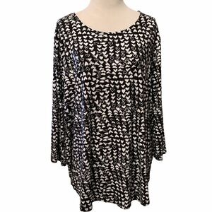 Philosophy brand black tunic with white hearts